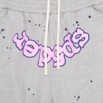 Sp5der OG Web Logo Sweat Short Heather Grey Zoom in